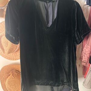 Madewell Black Velvet Short Sleeve Top
